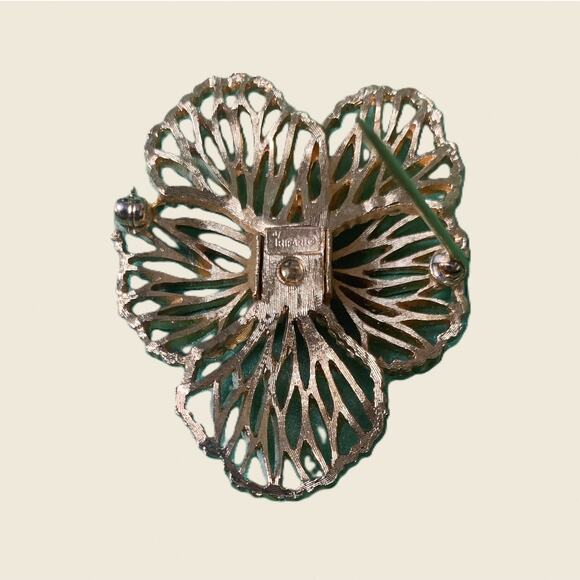 Vintage Crown Trifari Pansy Brooch - Picture 5 of 5